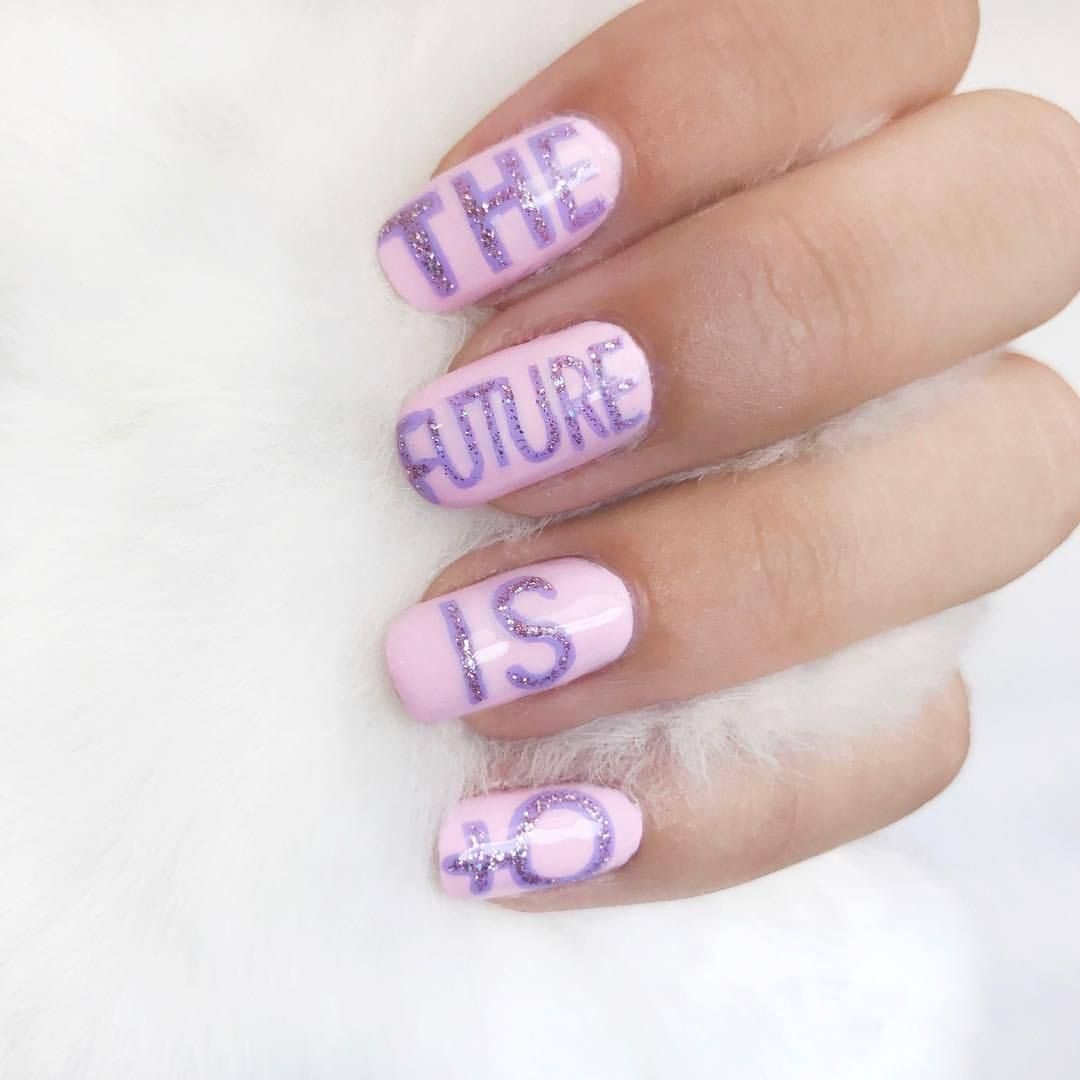 pink and lavender women’s day nail art design-09