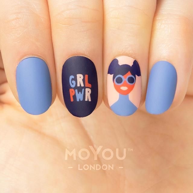 blue women’s day nail art design-16