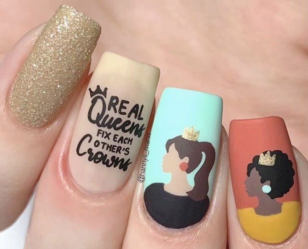 lustrous women’s day nail art design-17