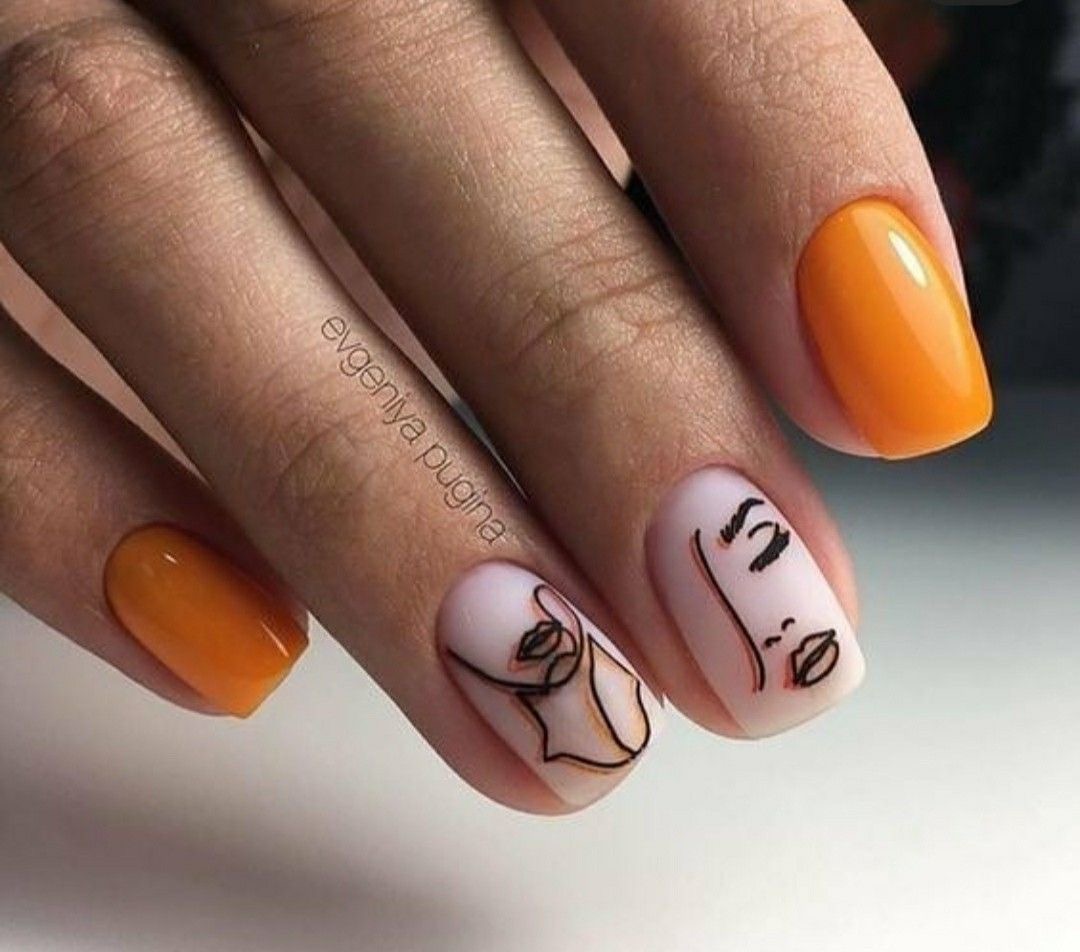 orange women’s day nail art design-29