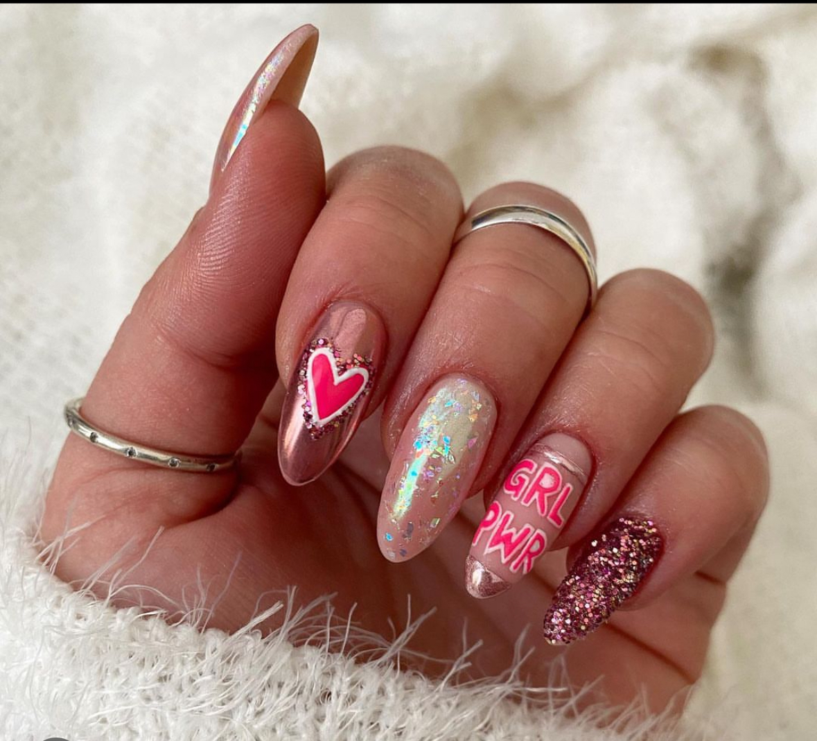 glittery women’s day nail art design -35