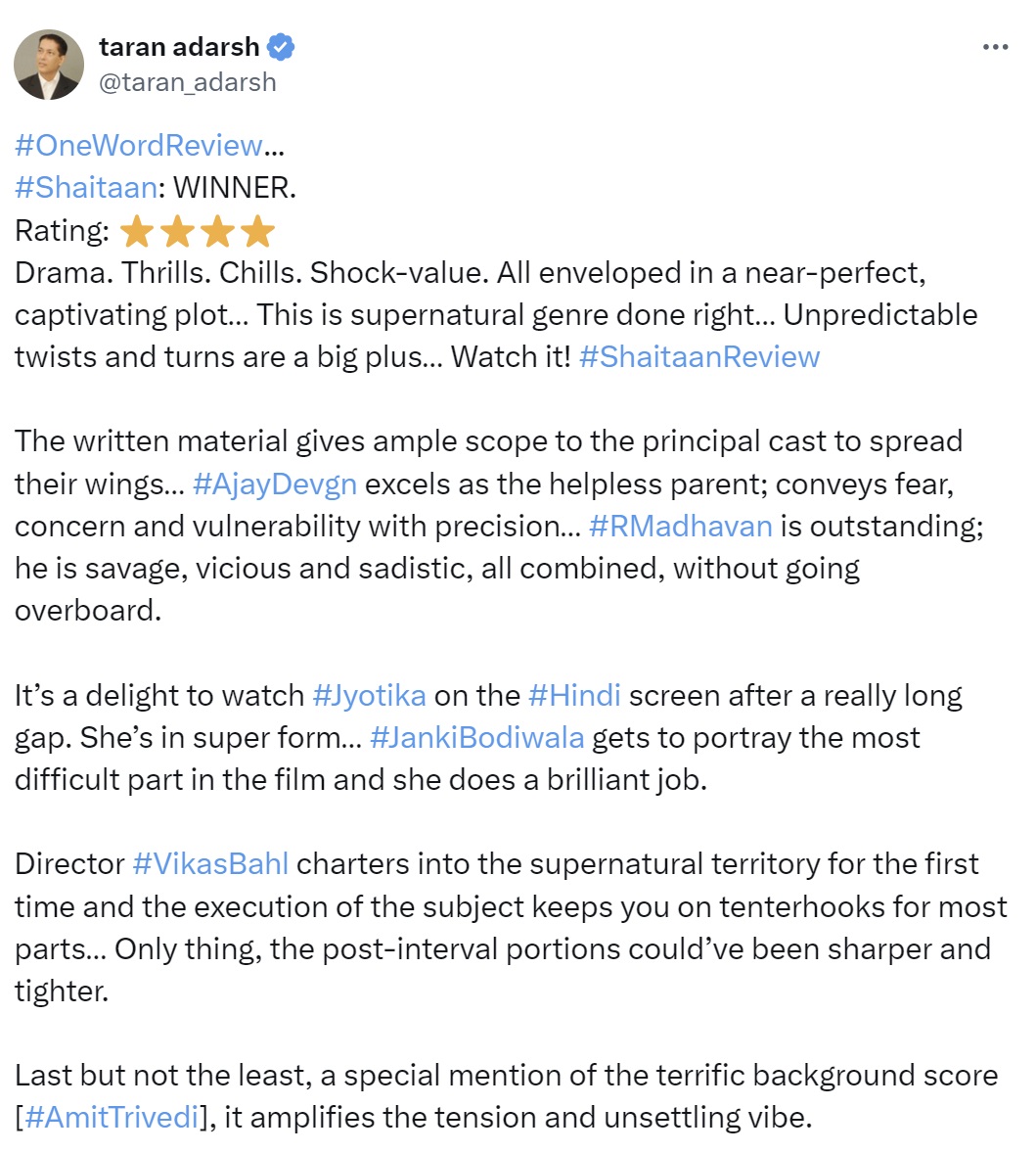 Shaitaan Movie Twitter Review