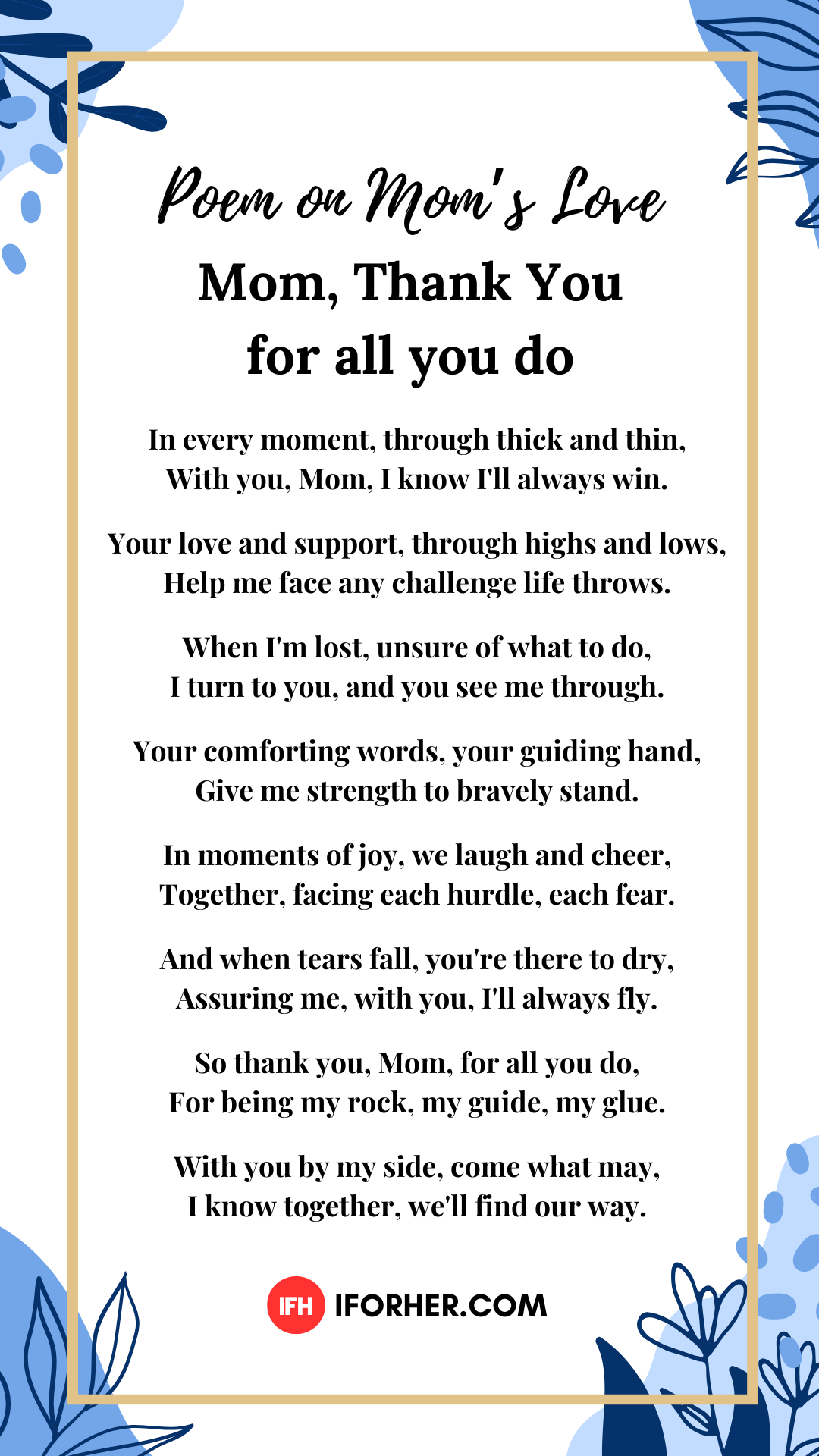 Mother's Day Poem: Poem on Mom's Love - Mom Thank You For All You Do