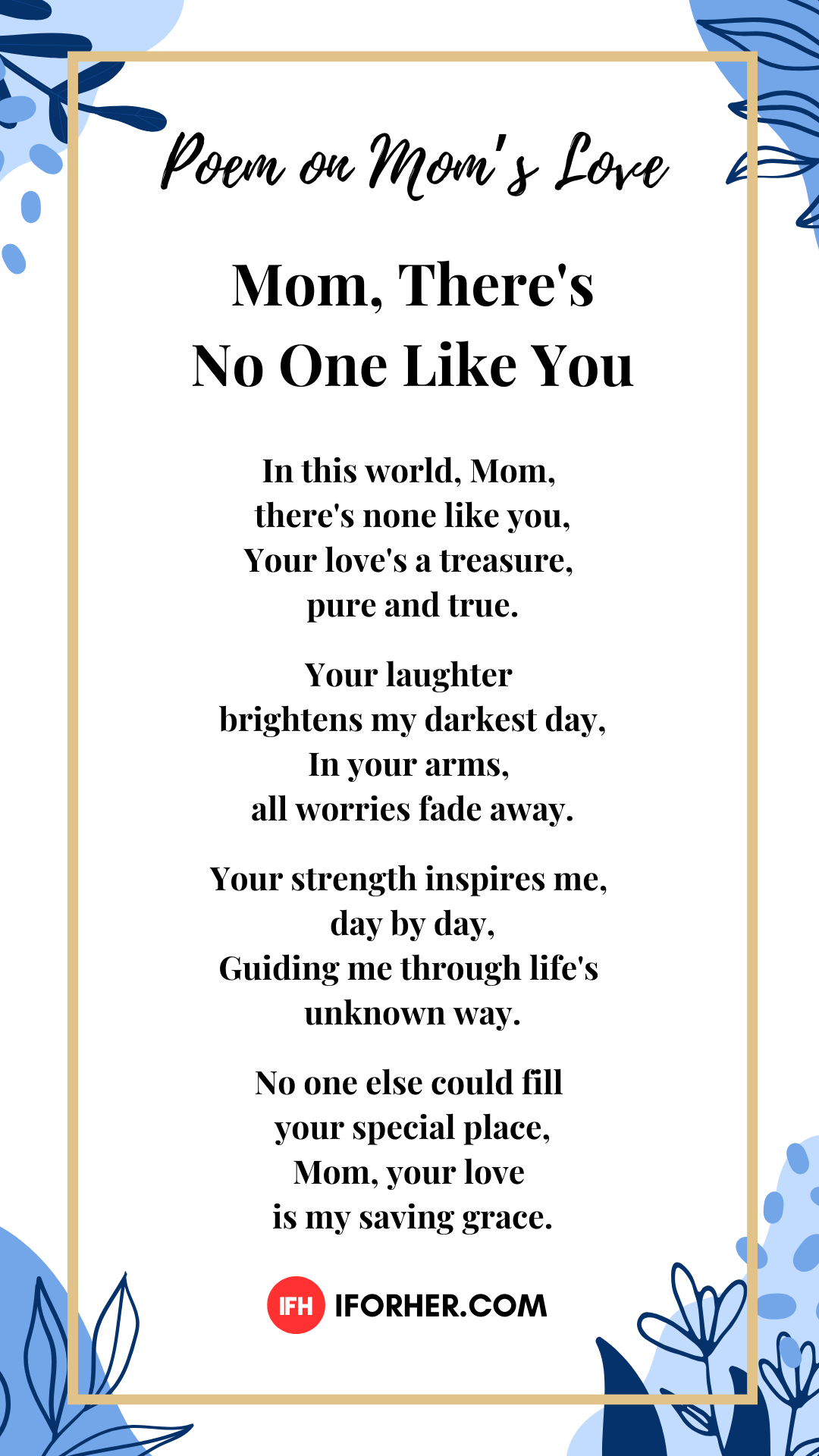 Mother's Day Poem: Poem on Mom's Love There's No One Like You