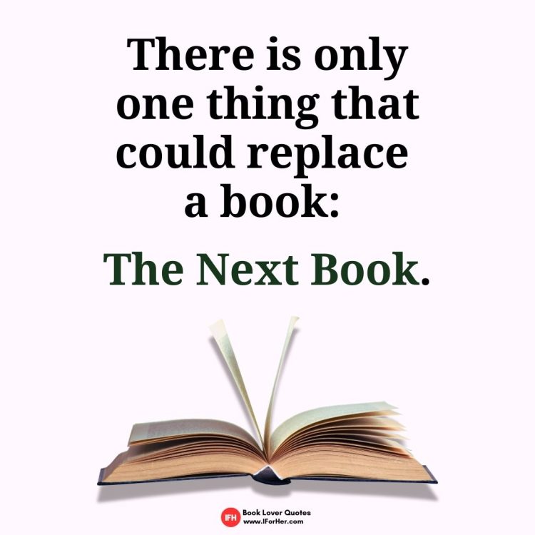 There is only one thing that could replace  a book:   The Next Book.-book lover quotes iforher