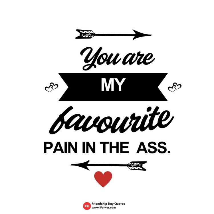 you are my favourite pain in the ass.-Friendship Day Quotes iforher